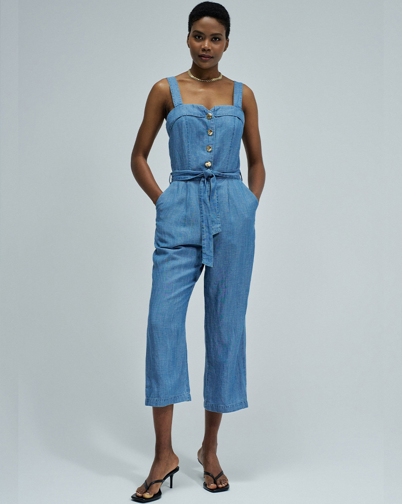 Light denim Overall With Linen - Salsa Jeans