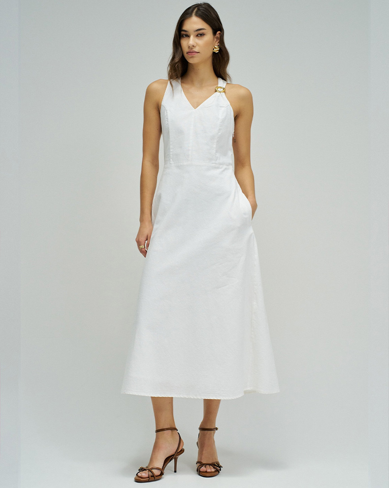 Midi Dress With Linen - Salsa Jeans