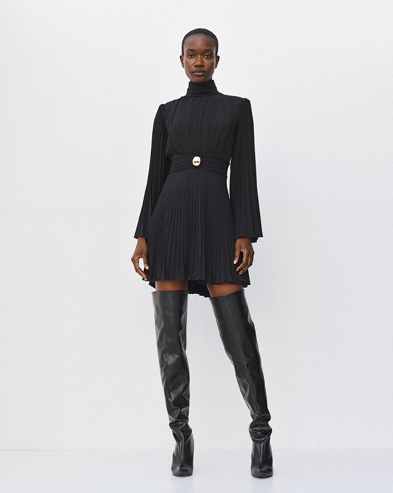 Pleated mini dress with open back - Access Fashion