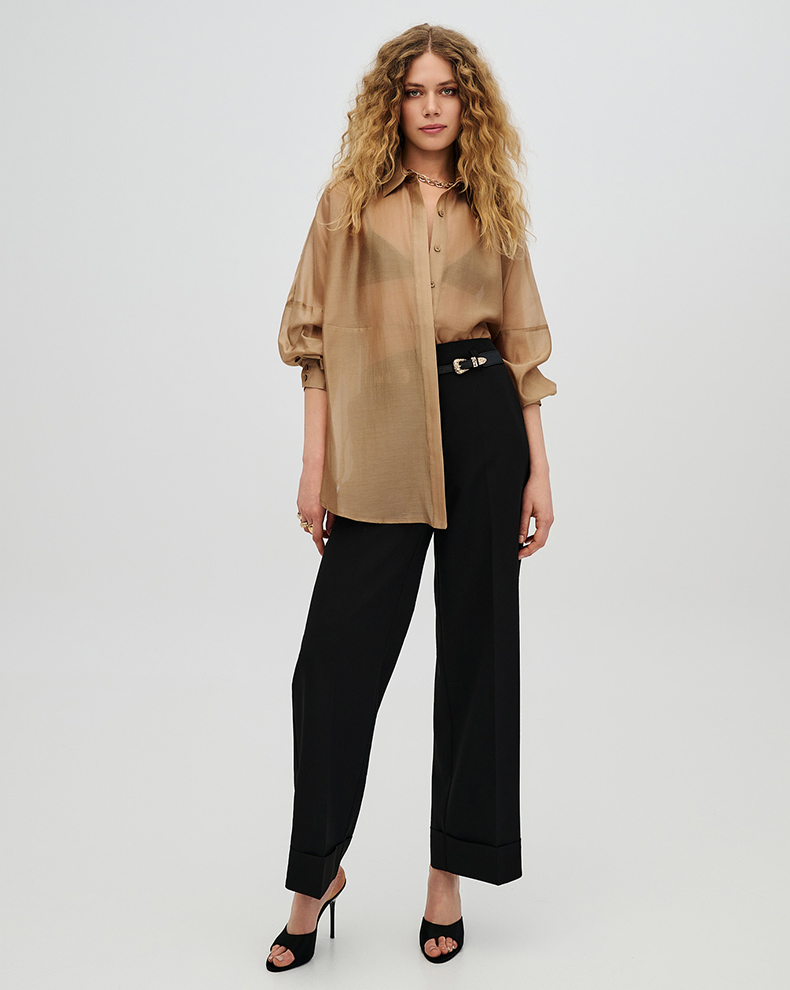 Long Shirt With Decorative Seams - Access Fashion