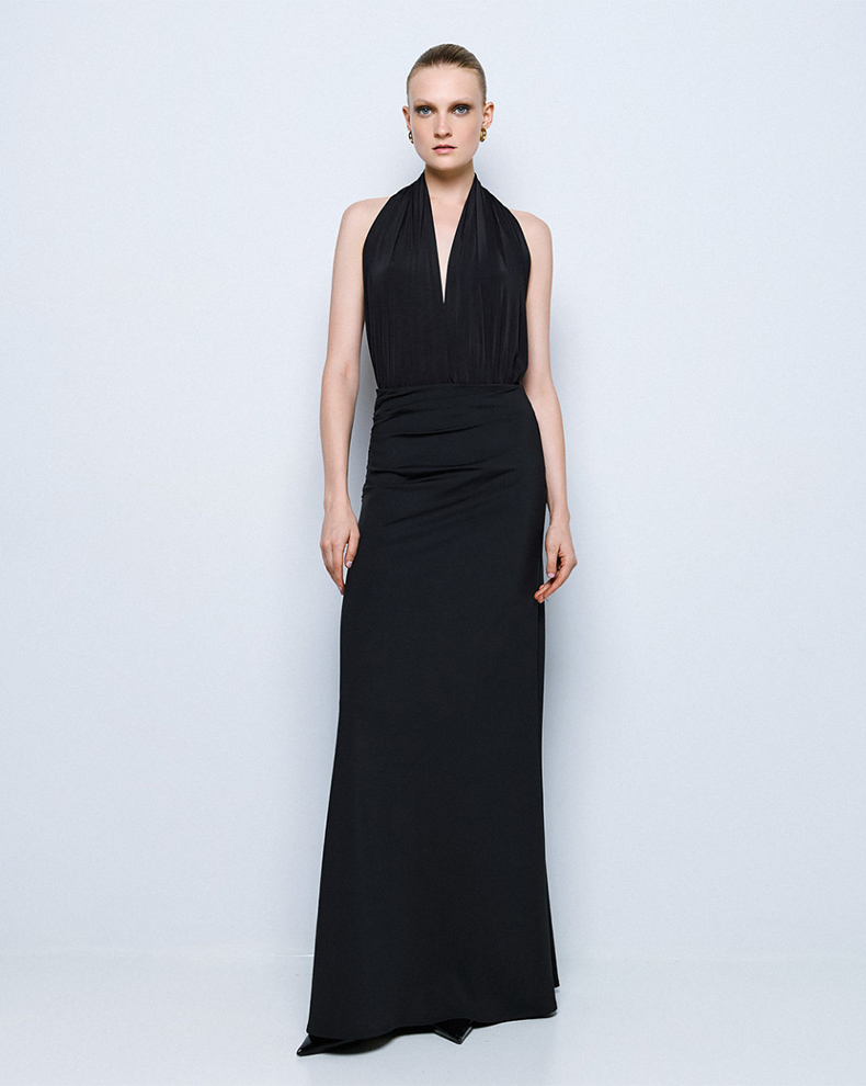 MAXI SKIRT WITH GATHERED DETAILS