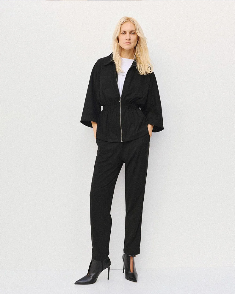 Suede Effect Jacket With Elasticated Hem - Access Fashion