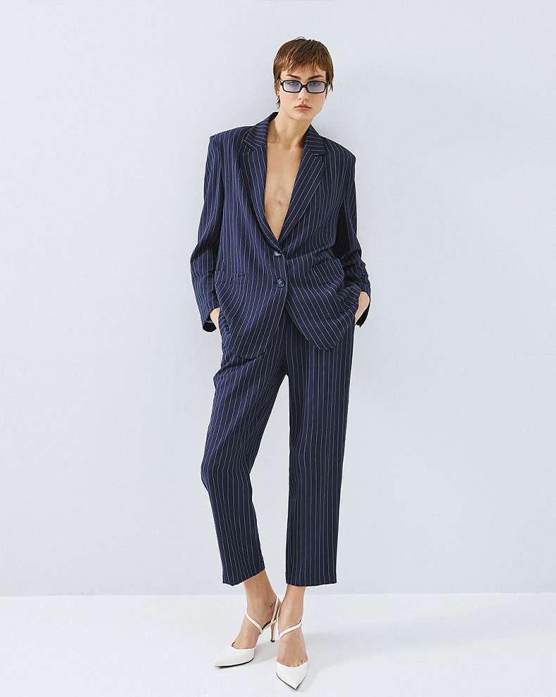 Striped Jacket With Pockets - Access Fashion