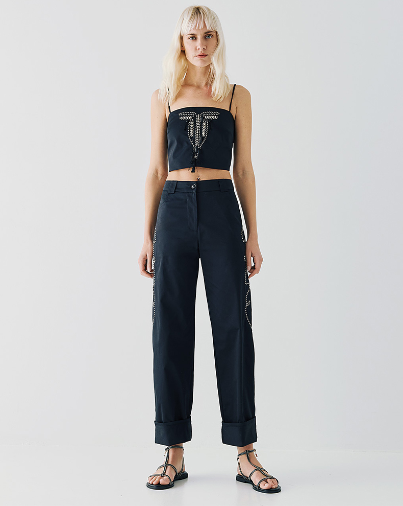 TOP WITH EMBROIDERIES AND TASSEL