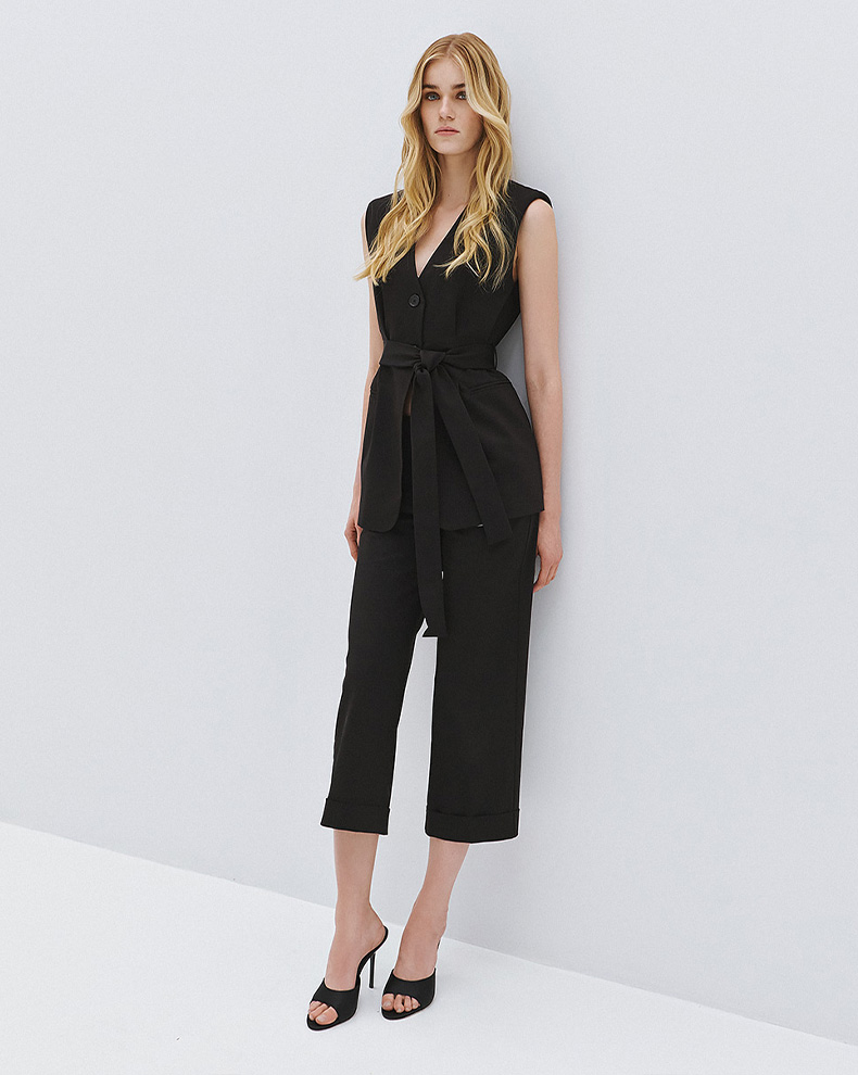 LONG VEST WITH BELT - Access Fashion