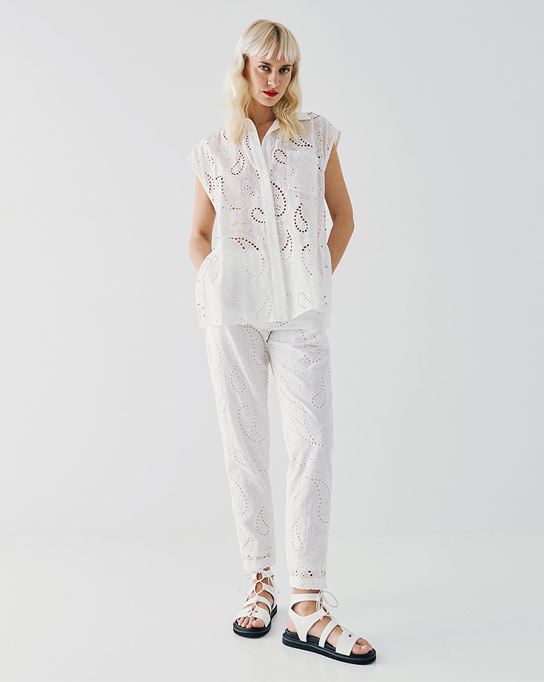 HIGH WAIST BRODERIE PANTS