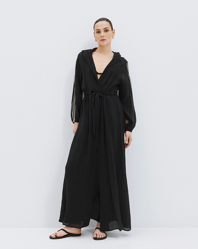 Tunic Dress With Hood And Frills - Access Fashion
