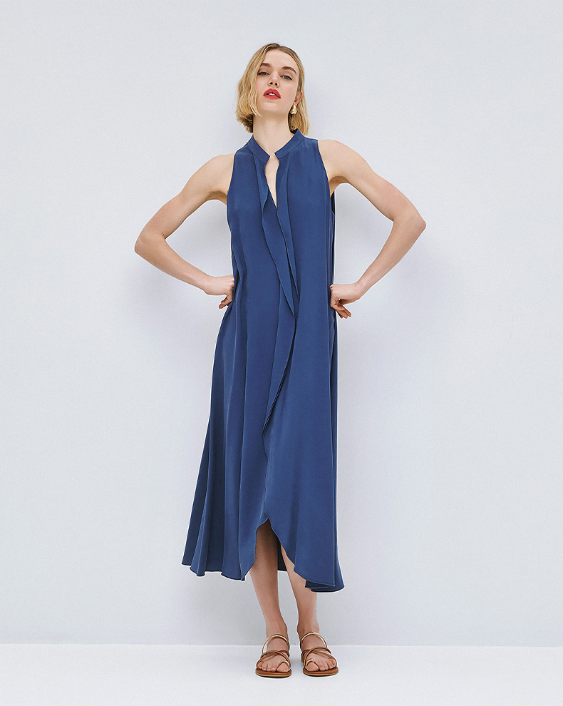 Sleeveless Midi Dress With Ruffles - Access Fashion