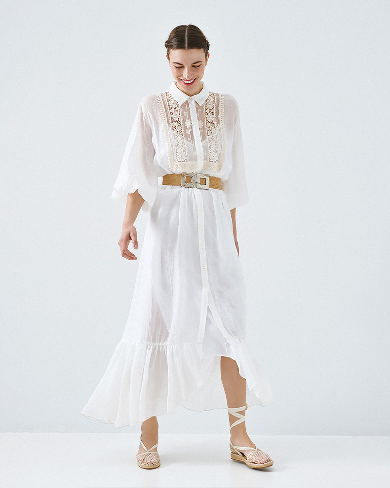 Dress With Ruffles And Knitted Detail - Access Fashion