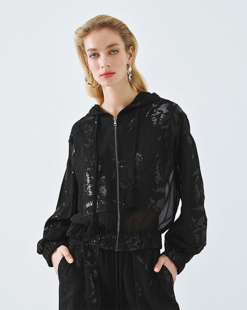 Bomber Jacket With Sheer Fabric - Access Fashion