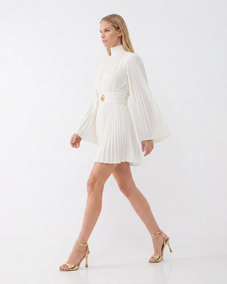 Pleated mini dress with open back - Access Fashion