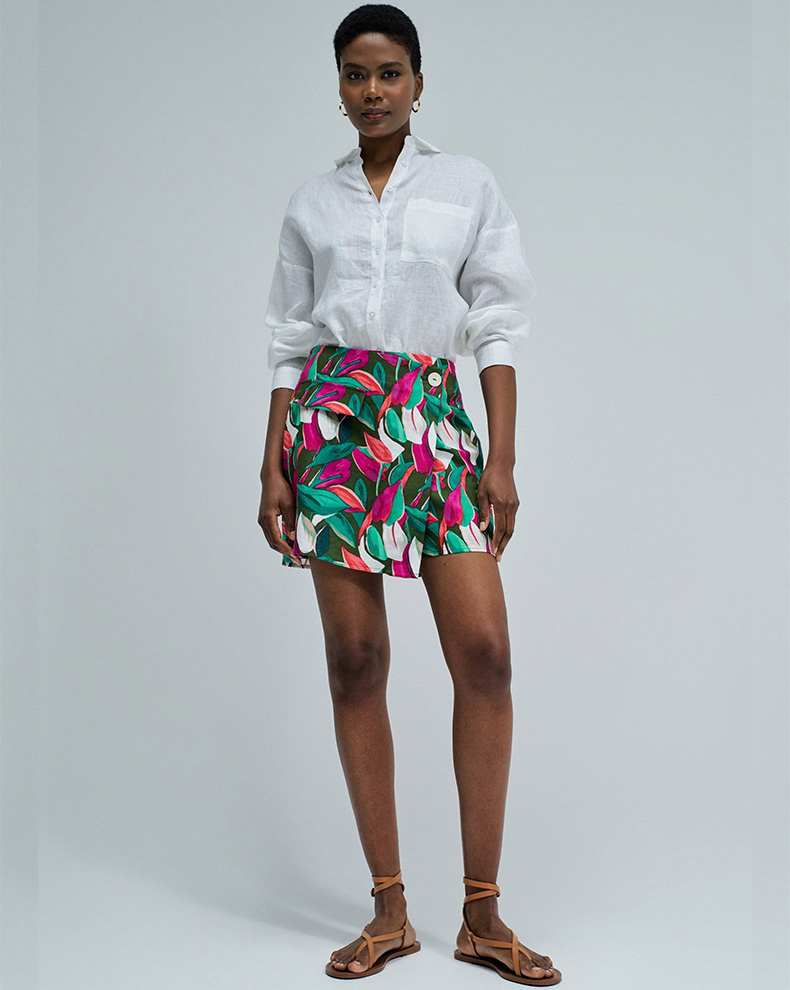 Pattern And Linen Skort - Salsa Jeans