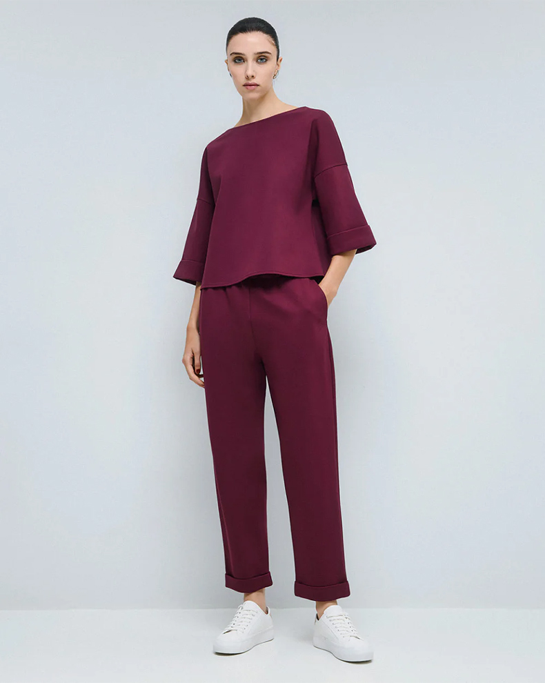 PANTS WITH ELASTIC WAISTBAND AND TURN UP