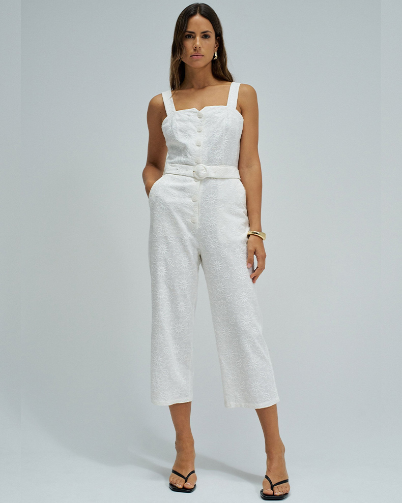 Embroidered Jumpsuit With Linen - Salsa Jeans
