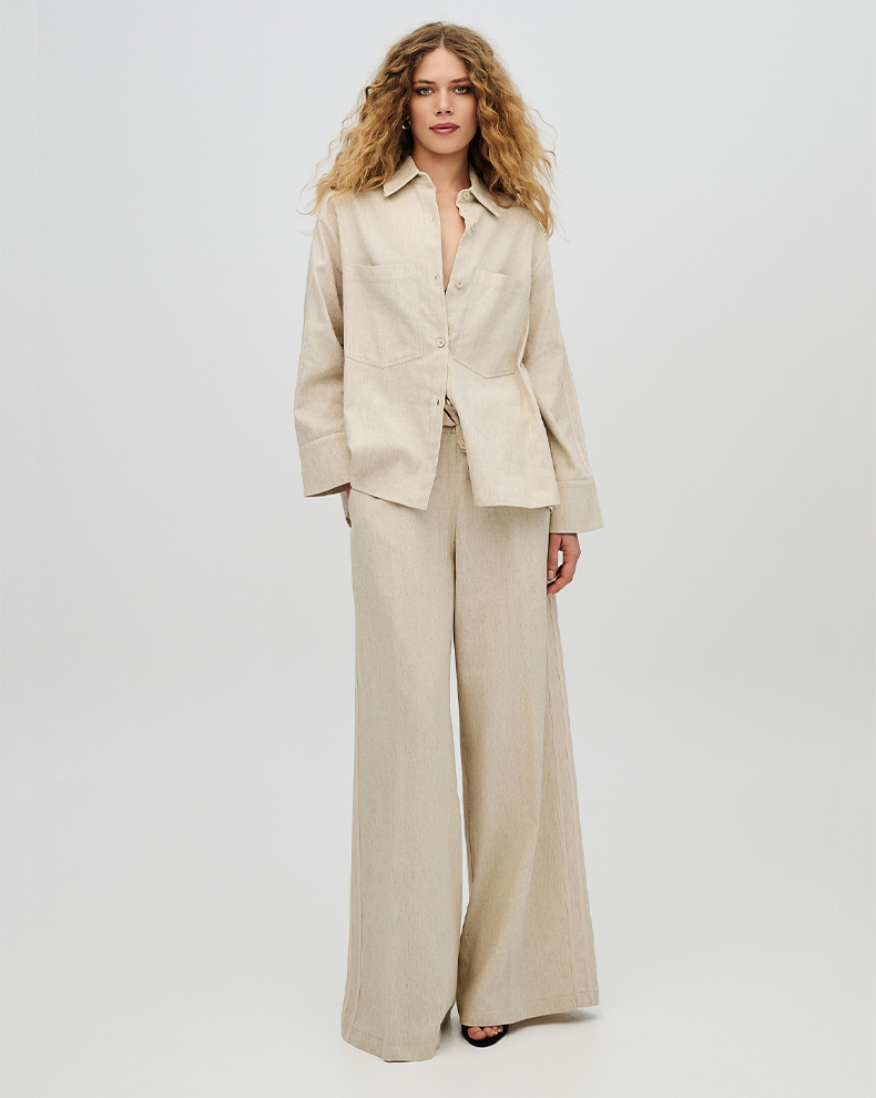 ELASTICATED WIDE LEG PANTS WITH STRIPPED PANTS - Access Fashion