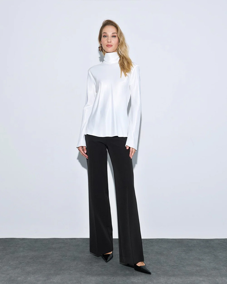 Straight-Leg Pants With Metallic Button - Access Fashion