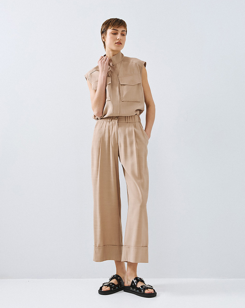 Trousers With Lapels And Pleats - Access Fashion
