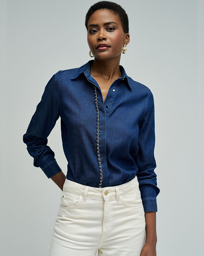 LIGHTDENIM SHIRT WITH CHAIN - Salsa Jeans