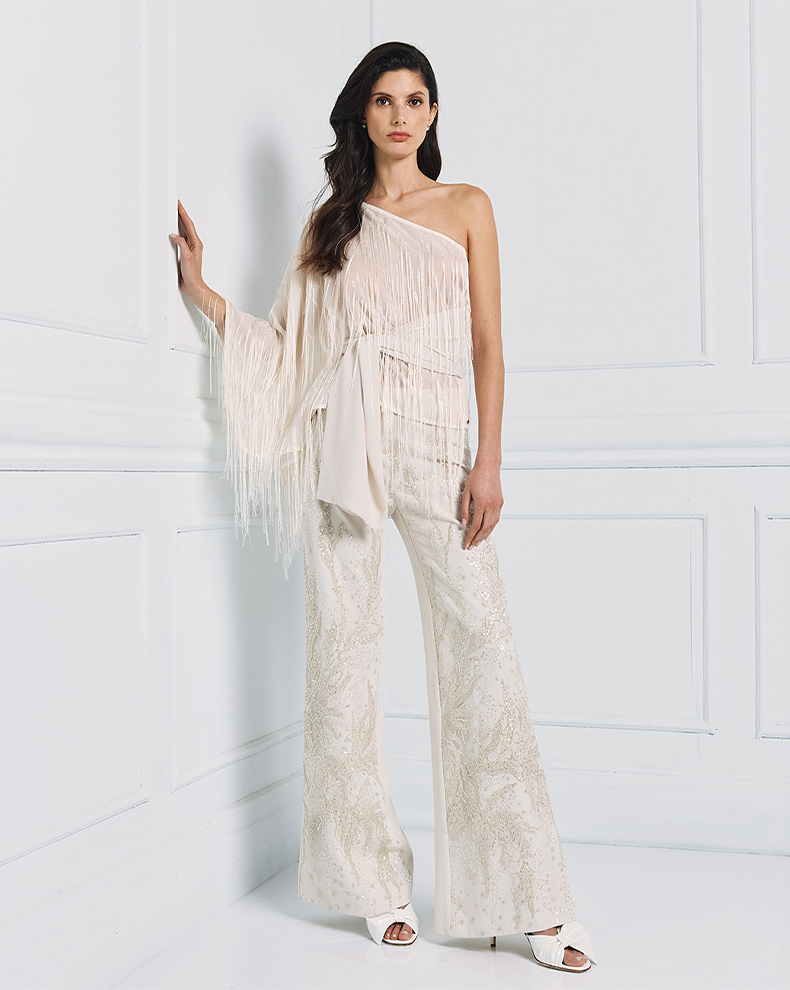 ONE SHOULDER BLOUSE WITH FRINGES