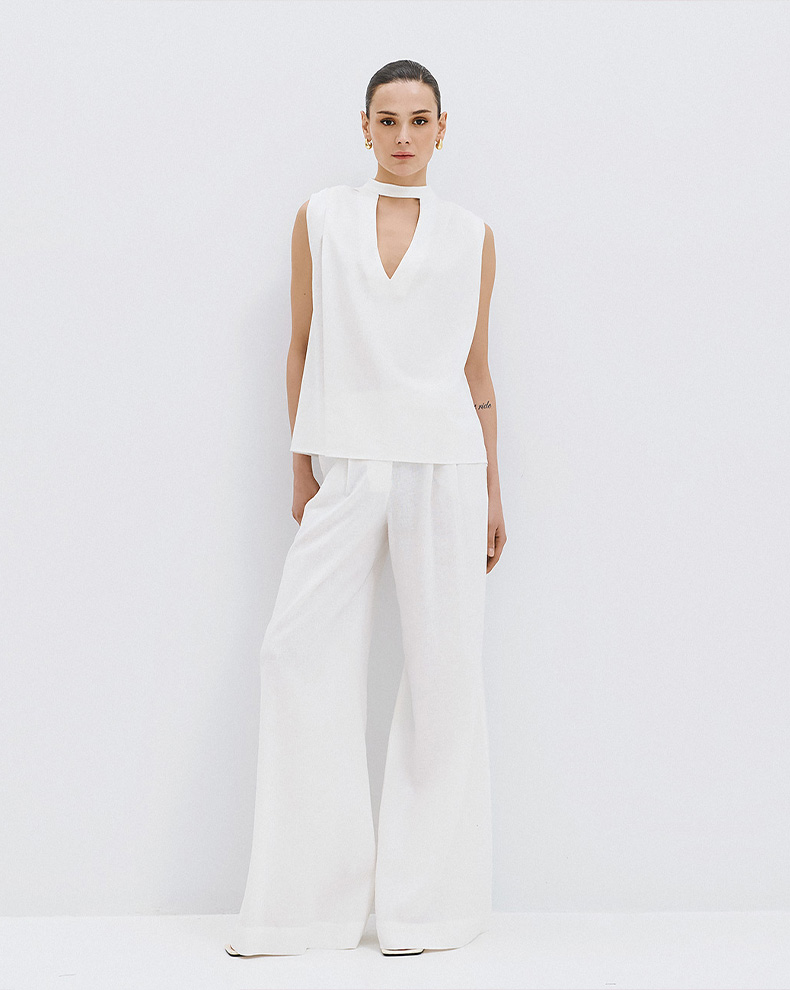 Top With Slit And Ruffles - Access Fashion