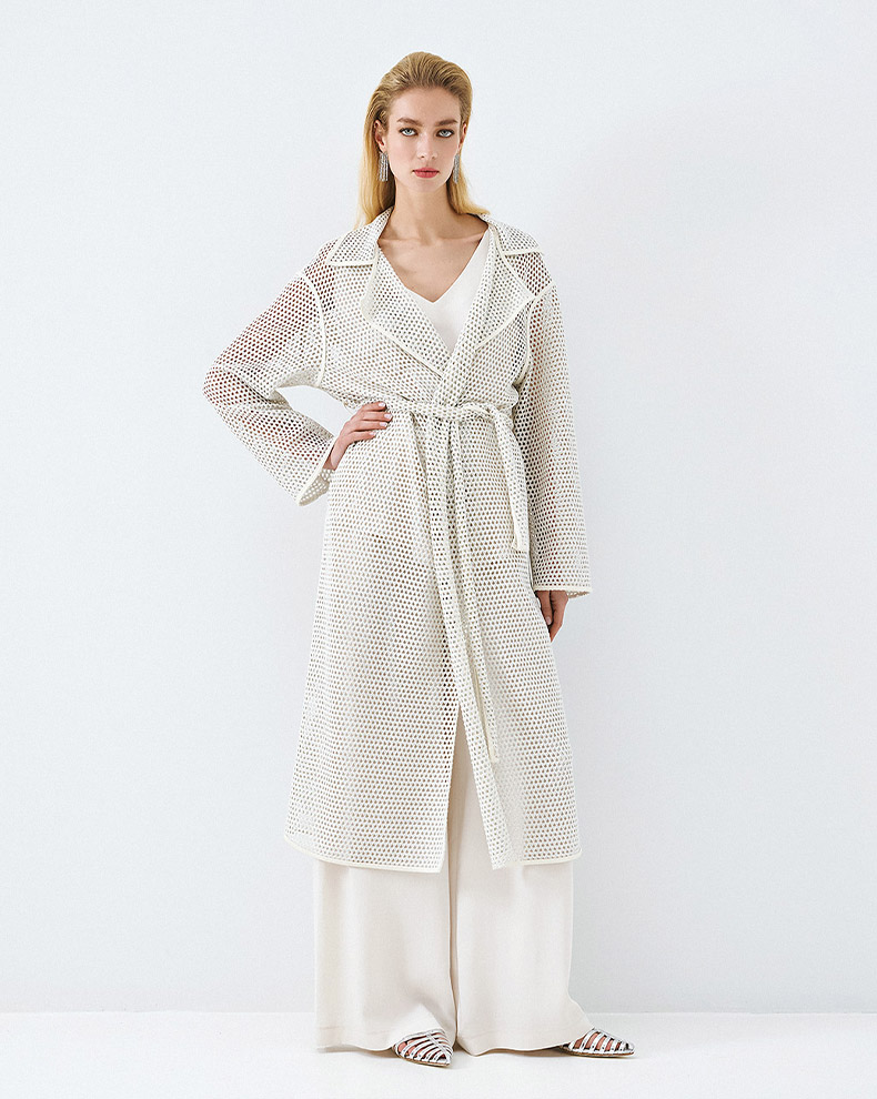 Perforated trench coat with rails - Access Fashion