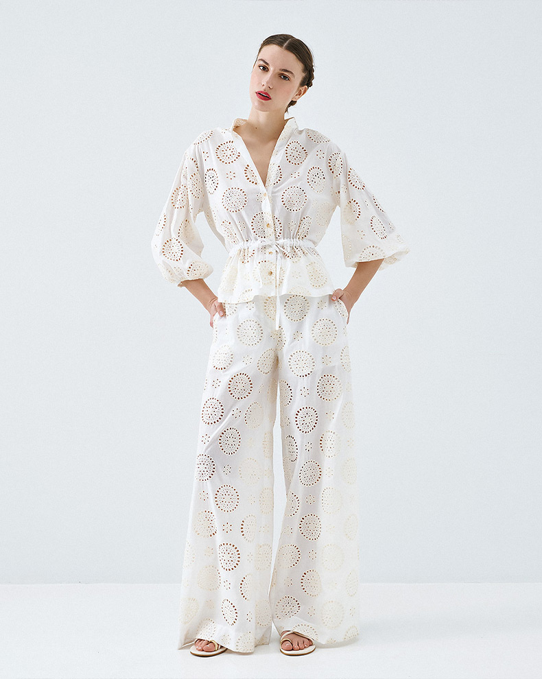 Embroidered shirt with drawstring - Access Fashion