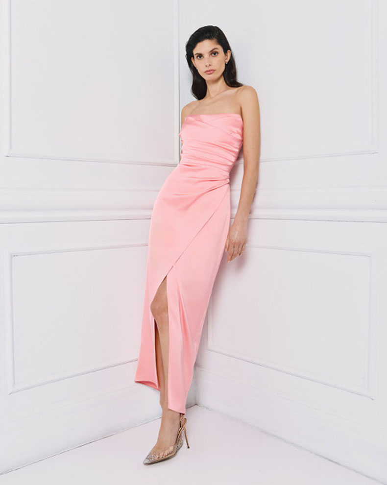 SATIN STRAPLESS DRESS