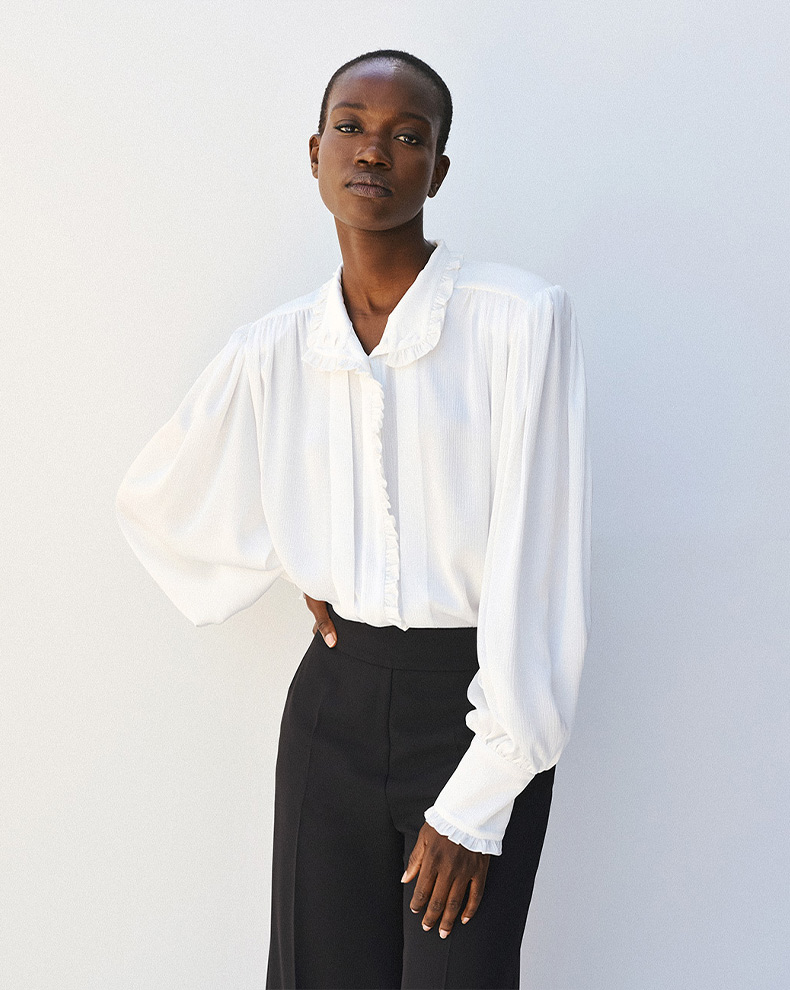 High Neck Shirt With Ruffles - Access Fashion