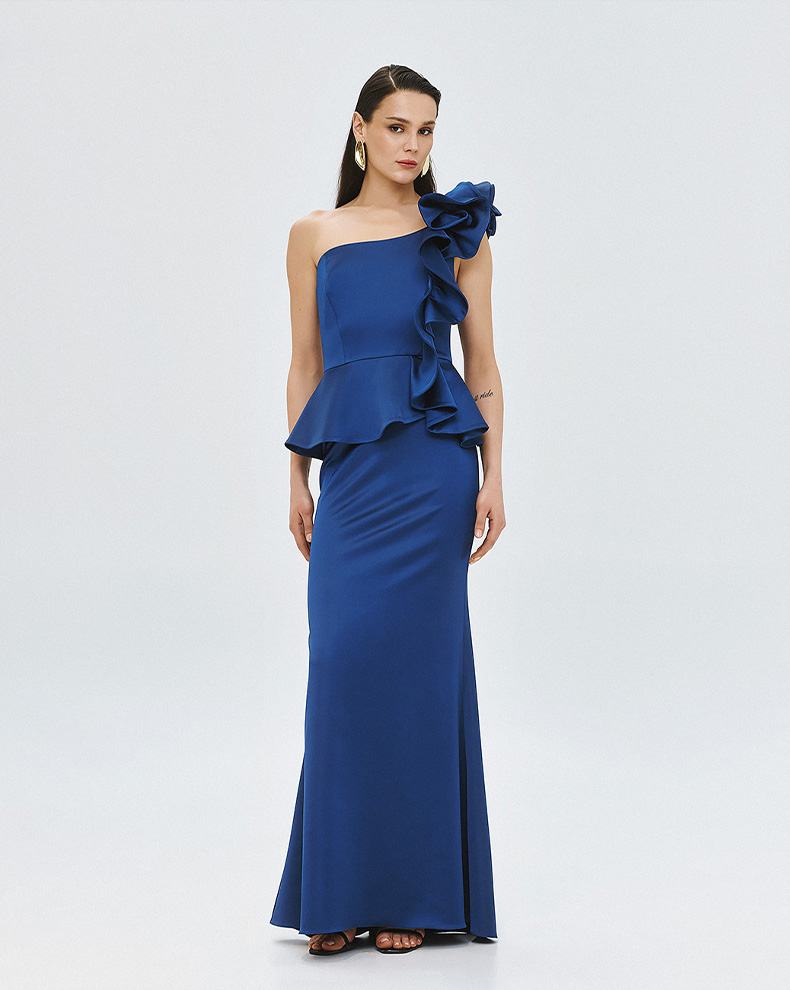 One shoulder maxi dress with ruffles - Access Fashion