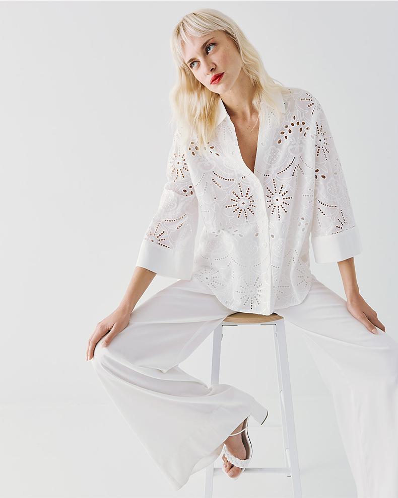 BRODERIE BLOUSE WITH SEQUINS