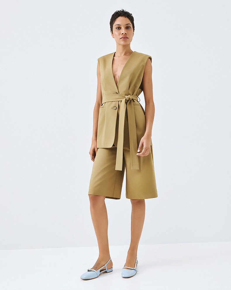 LONG VEST WITH BELT - Access Fashion