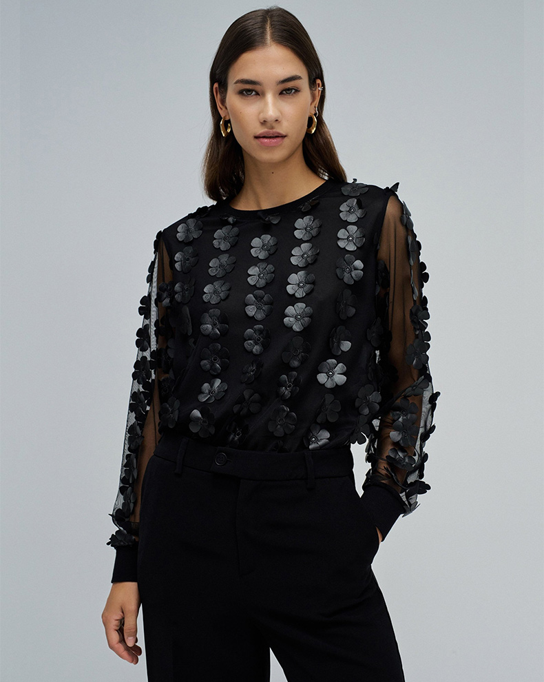 Sweatshirt with 3D flowers - Salsa Jeans