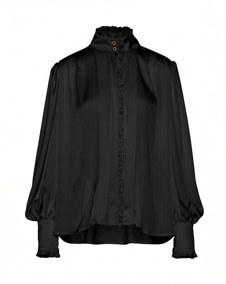 High Neck Shirt With Ruffles - Access Fashion