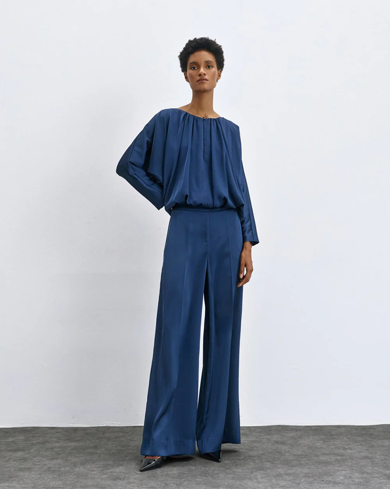 Satin Blouse With Batwing Sleeves - Access Fashion