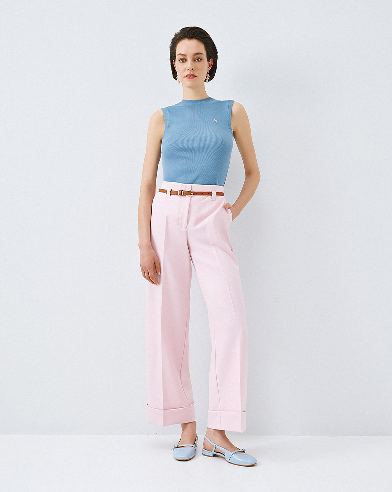 High-waisted trousers with rever - Access Fashion
