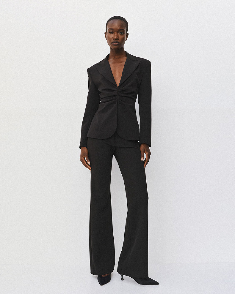 Fitted Blazer With Pleats - Access Fashion