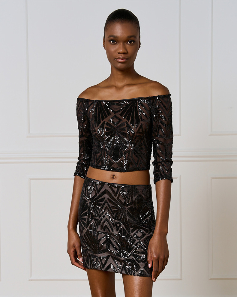 SHORT SEQUIN SKIRT