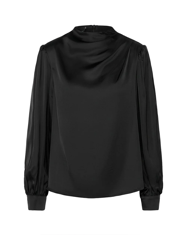 Satin Blouse With Padding And Ruffles - Access Fashion