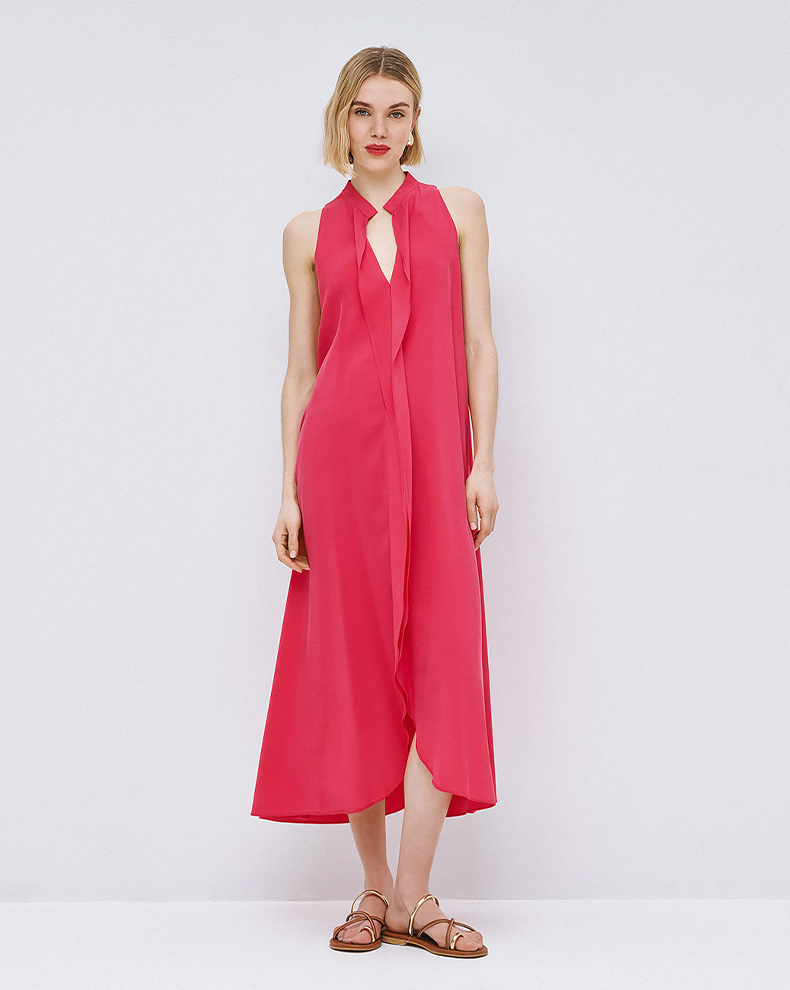 Sleeveless Midi Dress With Ruffles - Access Fashion