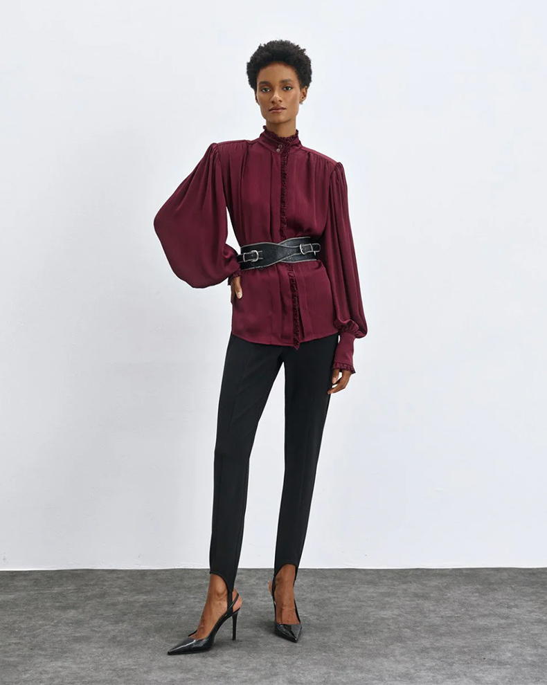 High Neck Shirt With Ruffles - Access Fashion