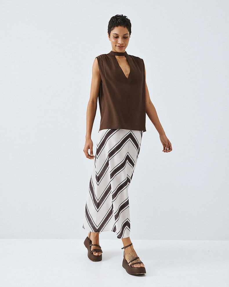 Top With Slit And Ruffles - Access Fashion
