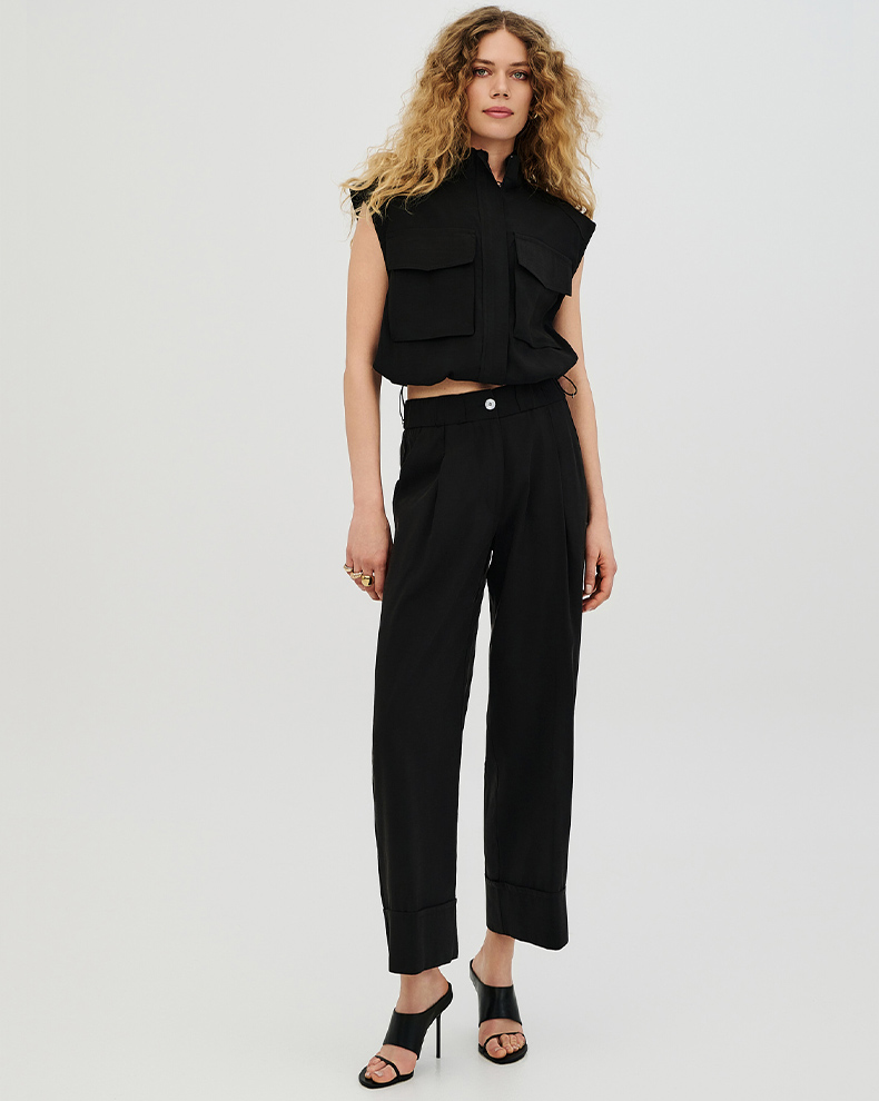 Trousers With Lapels And Pleats - Access Fashion