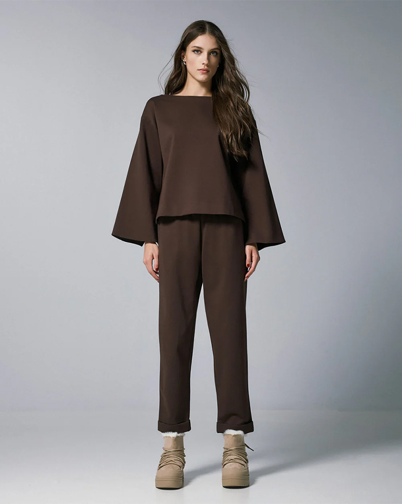 PANTS WITH ELASTIC WAISTBAND AND TURN UP