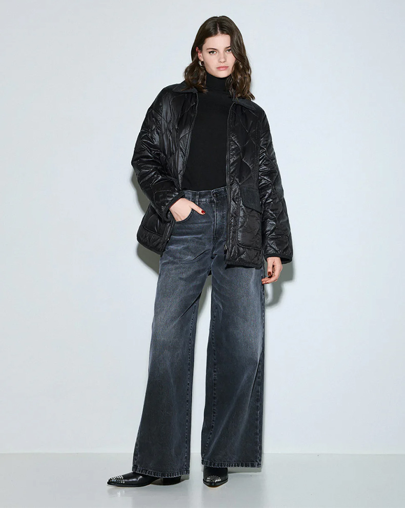 Quilted jacket with belt- Access Fashion