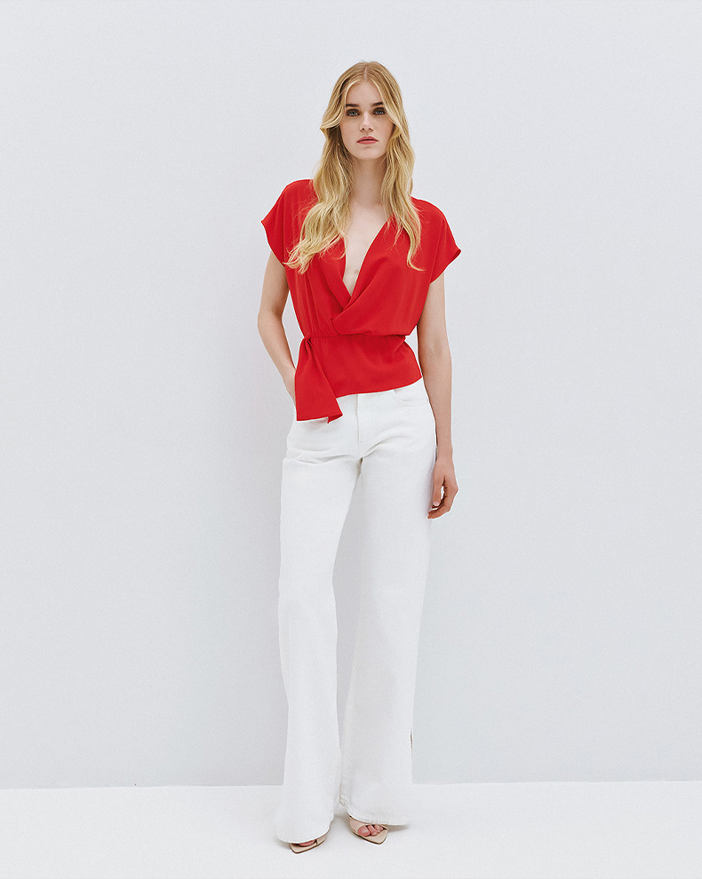 Round neck blouse with elastic - Access Fashion