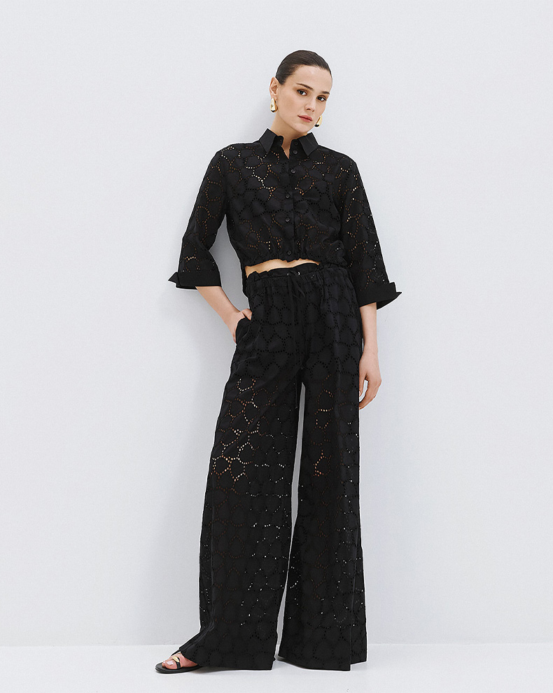 Double Waisted Embroidered Trousers - Access Fashion