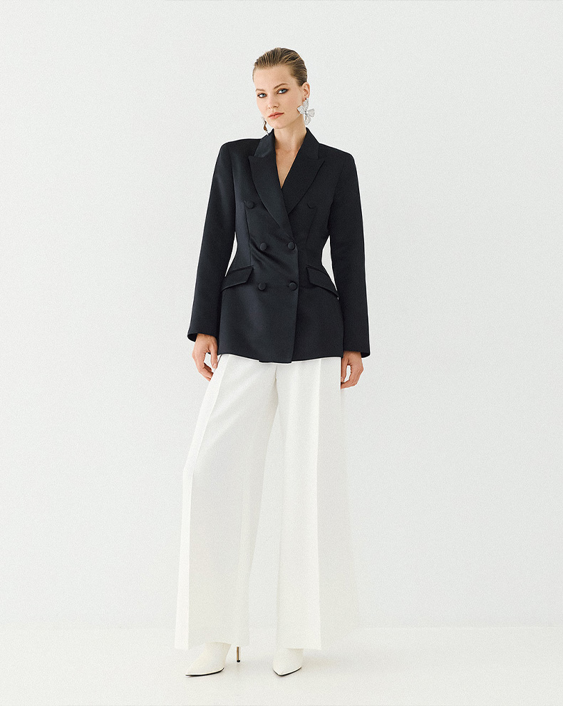 Double breasted jacket with a shiny look - Access Fashion