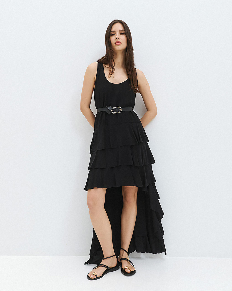 Asymmetric Dress With Ruffle - Access Fashion