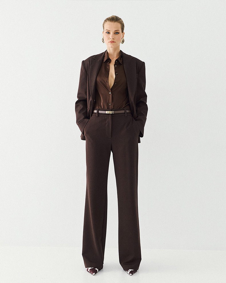Straight Leg Pants With Lurex Details - Access Fashion