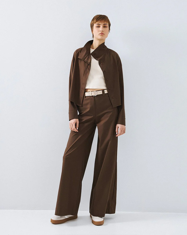 Cropped Shirt With High Neckline - Access Fashion